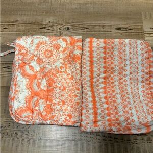 Orange and White Decorative Bedding Pillow Shams - Set of 2